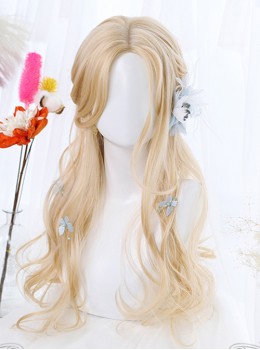 Light Golden Daily Long Curly Hair Lolita Wigs