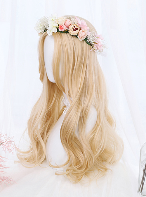 Light Golden Daily Long Curly Hair Lolita Wigs