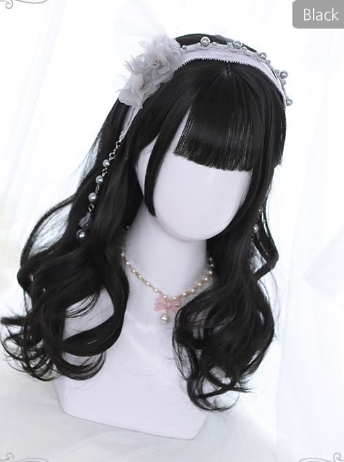 Brown Or Black Medium Length Curly Hair Classic Lolita Wigs