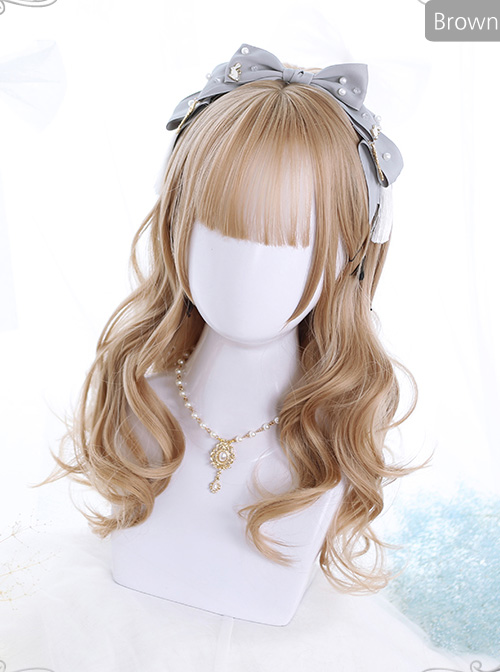 Brown Or Black Medium Length Curly Hair Classic Lolita Wigs