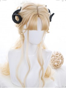 Personality bangs Golden Long Curly Hair Lolita Wigs