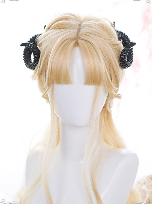 Personality bangs Golden Long Curly Hair Lolita Wigs