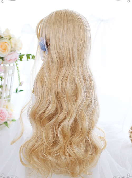 Personality bangs Golden Long Curly Hair Lolita Wigs