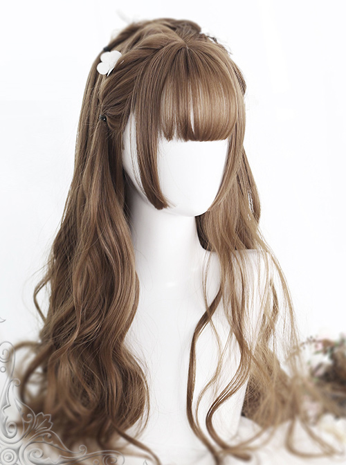 Air bangs Hime Cut Long Curly Hair Lolita Wigs