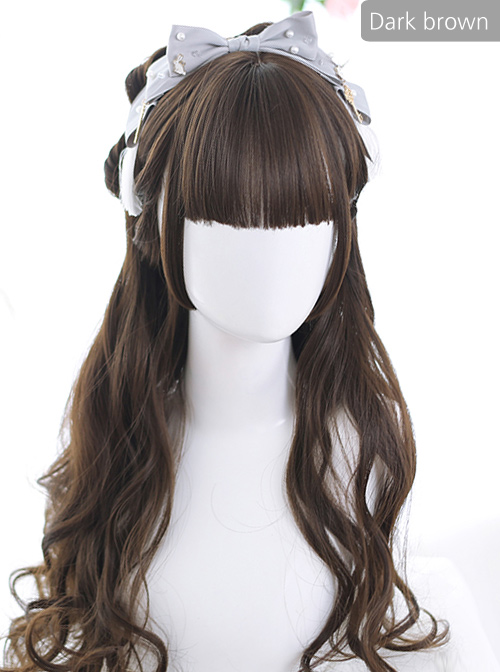 Air bangs Hime Cut Long Curly Hair Lolita Wigs