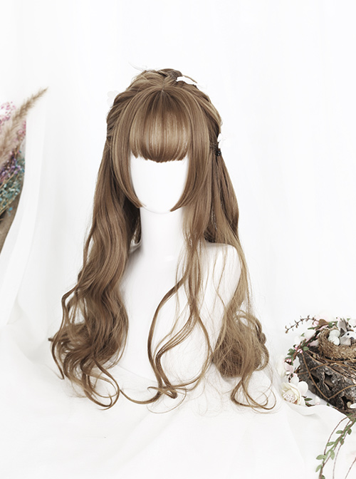 Air bangs Hime Cut Long Curly Hair Lolita Wigs