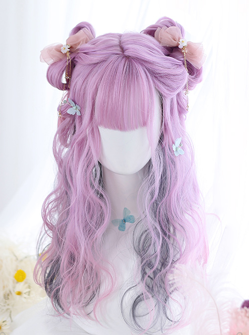 Purple Layered Gradient Middle Long Curly Hair Lolita Wig