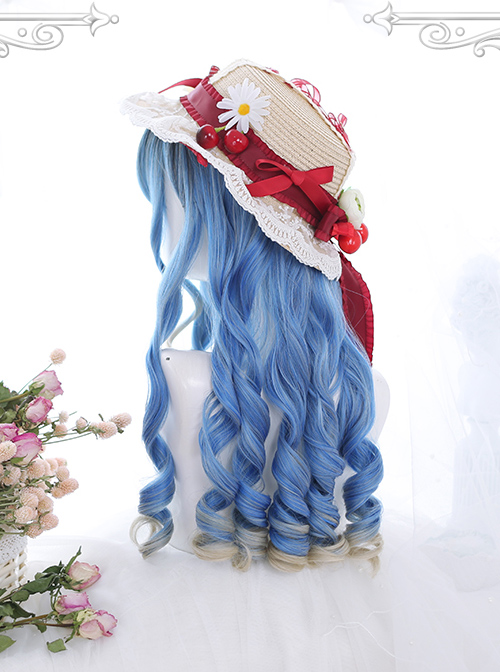 Blue Ancient Rome Series Rome Curly Hair-tail Gradient Lolita Wigs