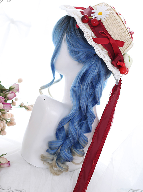 Blue Ancient Rome Series Rome Curly Hair-tail Gradient Lolita Wigs