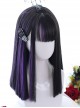 Air bangs Medium-length Hair Purple Highlights Gothic Lolita Black Wigs