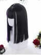 Air bangs Medium-length Hair Purple Highlights Gothic Lolita Black Wigs
