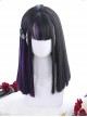 Air bangs Medium-length Hair Purple Highlights Gothic Lolita Black Wigs