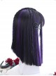 Air bangs Medium-length Hair Purple Highlights Gothic Lolita Black Wigs