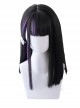 Air bangs Medium-length Hair Purple Highlights Gothic Lolita Black Wigs