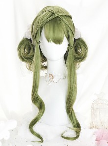 Green Air-bangs Long Curly Hair Classic Lolita Wigs