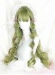 Green Air-bangs Long Curly Hair Classic Lolita Wigs