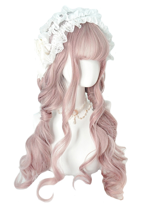 Big Wavy Long Curly Hair Cute Pink Lolita Wigs