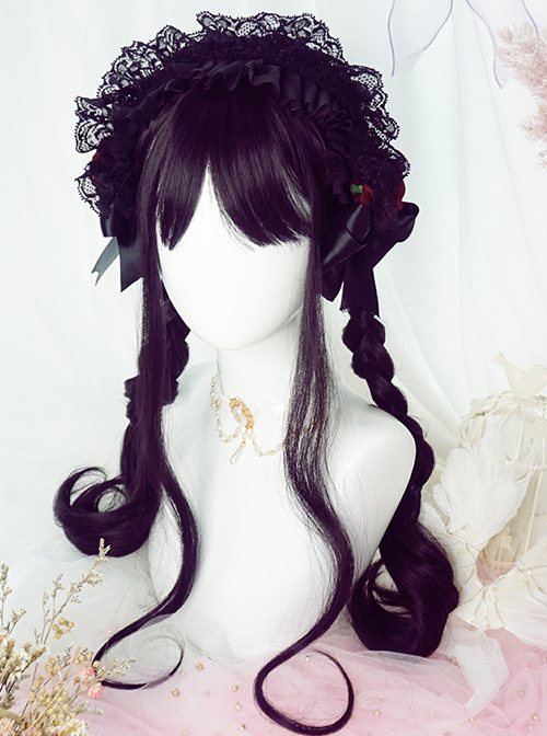 Black-purple Big Wavy Long Curly Hair Polaris Lolita Wigs