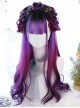 Air bangs Purple Gradient Long Curly Hair Gothic Lolita Wigs