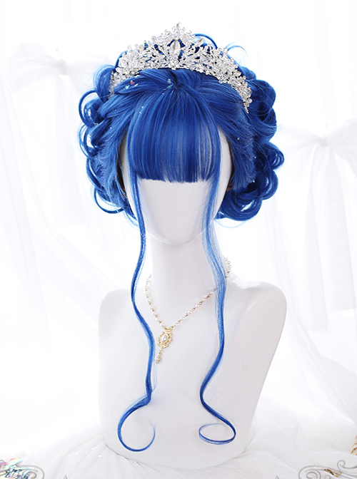 Blue Big Wavy Long Curly Hair Classic Lolita Wig