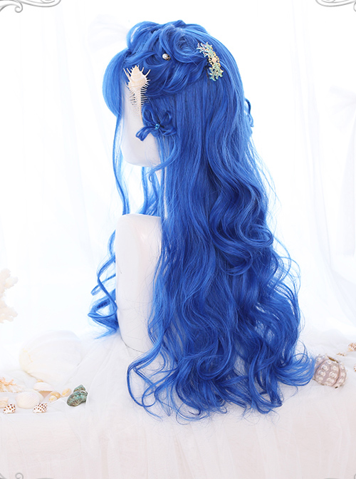 Blue Big Wavy Long Curly Hair Classic Lolita Wig