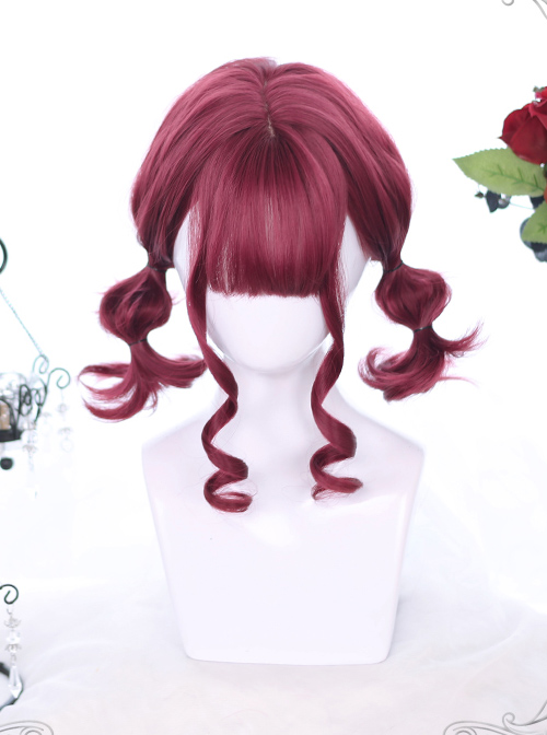 Mysterious Dark Red Short Curly Hair Gothic Lolita Wigs