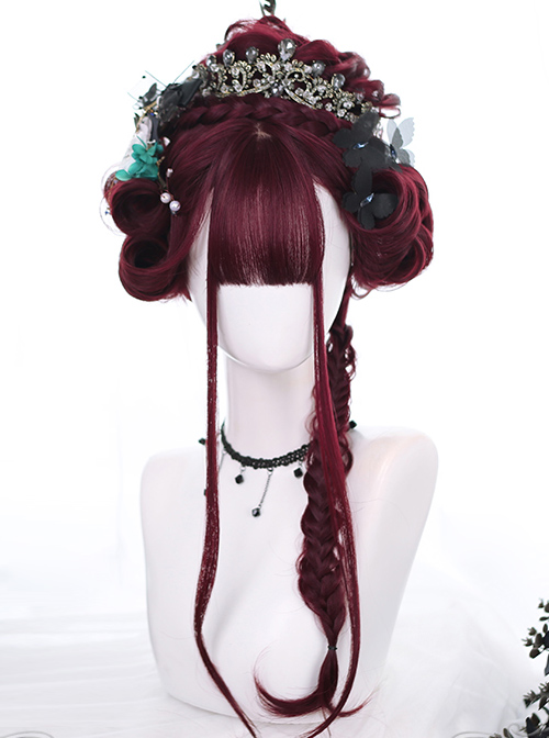 Tears Of Witch Series Dark Red Long Curly Hair Gothic Lolita Wigs