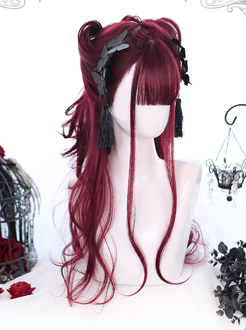 Tears Of Witch Series Dark Red Long Curly Hair Gothic Lolita Wigs