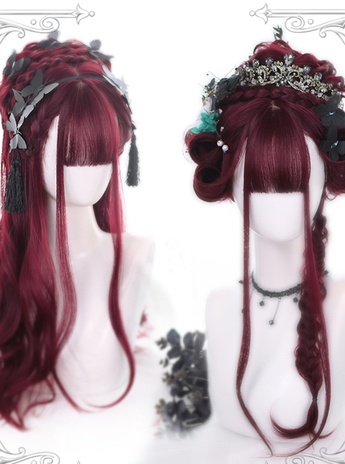 Tears Of Witch Series Dark Red Long Curly Hair Gothic Lolita Wigs