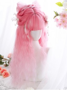 Cherry Blossom Wine Series Pink Gradient Long Curly Hair Sweet Lolita Wigs