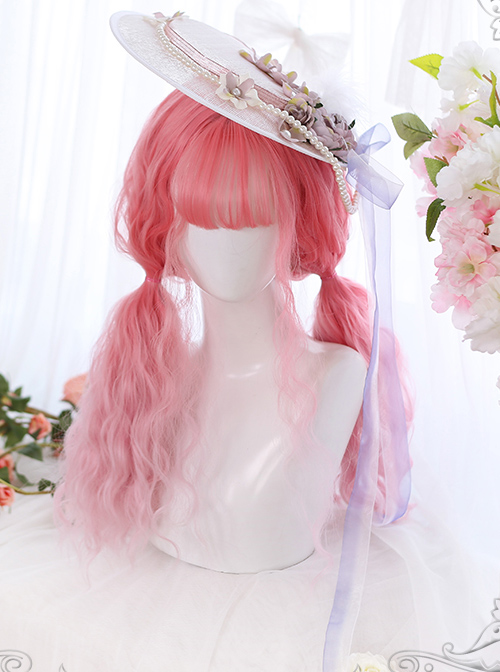 Cherry Blossom Wine Series Pink Gradient Long Curly Hair Sweet Lolita Wigs