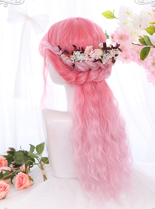 Cherry Blossom Wine Series Pink Gradient Long Curly Hair Sweet Lolita Wigs