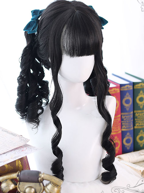 Black Roman-curly Long Curly Hair Classic Lolita Wigs