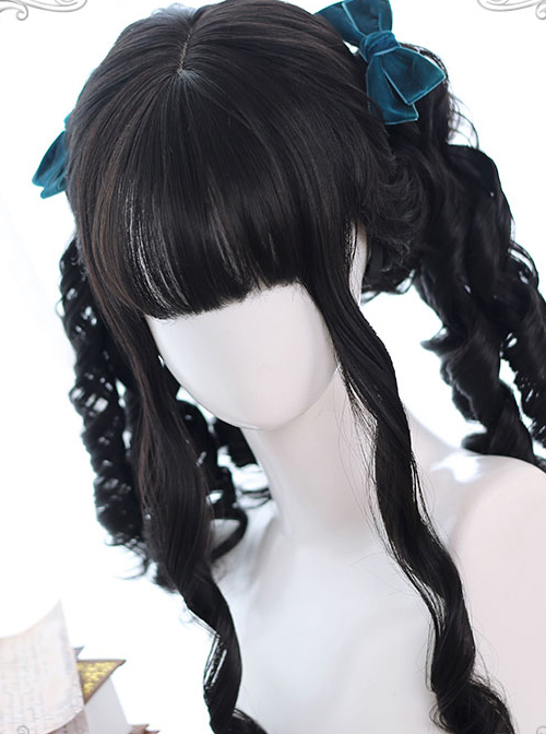 Black Roman-curly Long Curly Hair Classic Lolita Wigs