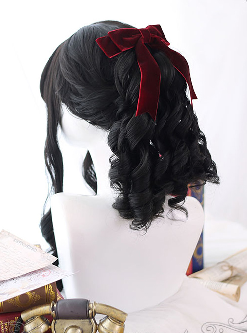 Black Roman-curly Long Curly Hair Classic Lolita Wigs