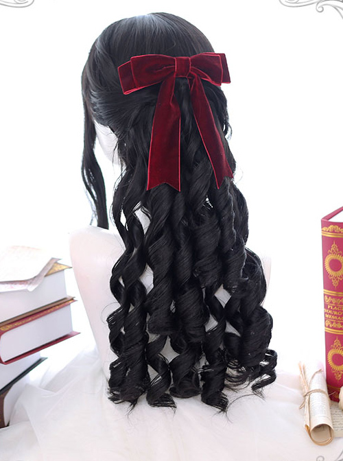 Black Roman-curly Long Curly Hair Classic Lolita Wigs