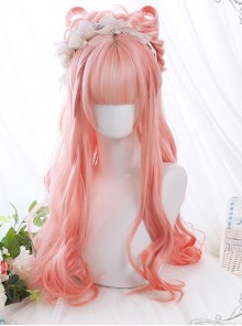 Peach Oolong Series Pink Long Curly Hair Sweet Lolita Wigs