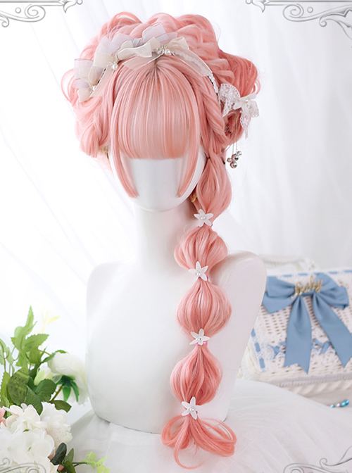 Peach Oolong Series Pink Long Curly Hair Sweet Lolita Wigs