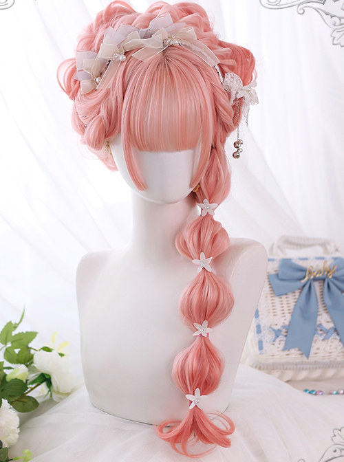 Peach Oolong Series Pink Long Curly Hair Sweet Lolita Wigs