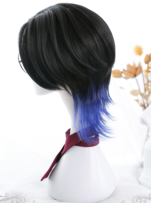Black And Blue Gradient Mullet Hairstyle Lolita Male Wigs