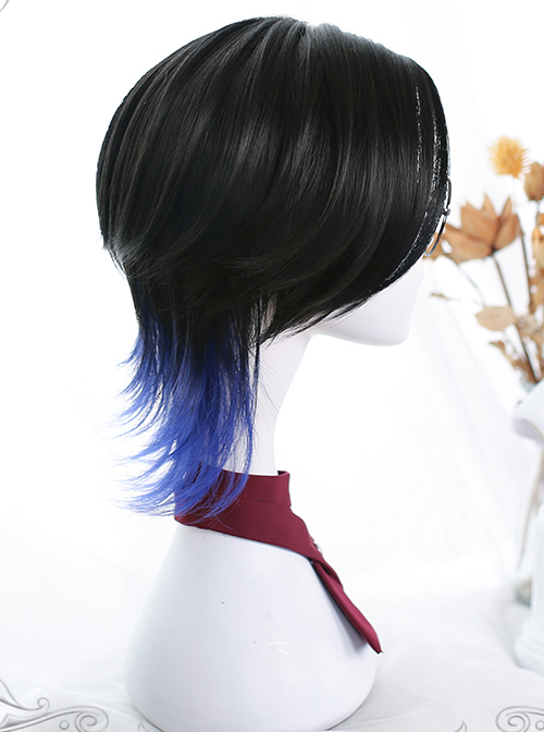 Black And Blue Gradient Mullet Hairstyle Lolita Male Wigs