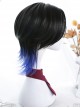 Black And Blue Gradient Mullet Hairstyle Lolita Male Wigs