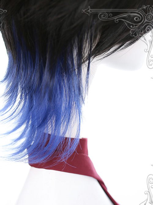 Black And Blue Gradient Mullet Hairstyle Lolita Male Wigs