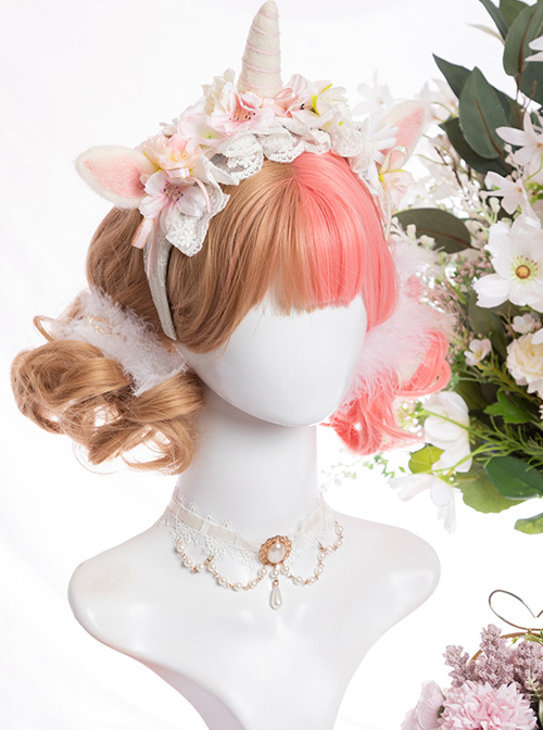 Double-colored Harajuku Style Short Curly Hair Sweet Lolita Wigs