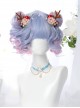 Harajuku Style Tea Party Purple Pink Gradient Short Curly Hair Sweet Lolita Wig