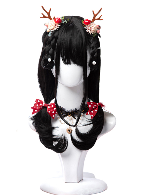 Natural Black Inner Buckle Long Curly Hair Classic Lolita Wigs