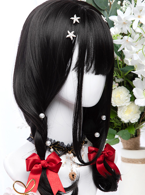 Natural Black Inner Buckle Long Curly Hair Classic Lolita Wigs