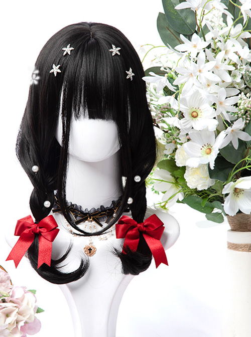 Natural Black Inner Buckle Long Curly Hair Classic Lolita Wigs