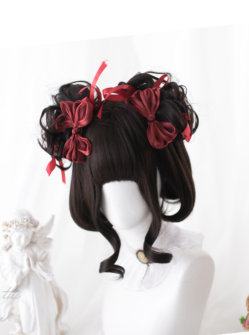 Brown-black Double Ponytail Curly Hair Sweet Lolita Wigs