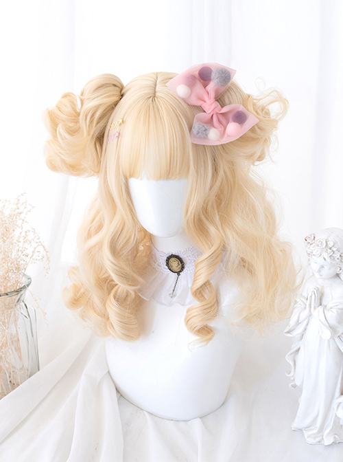 Cute Golden Short Curly Hair Sweet Lolita Wigs